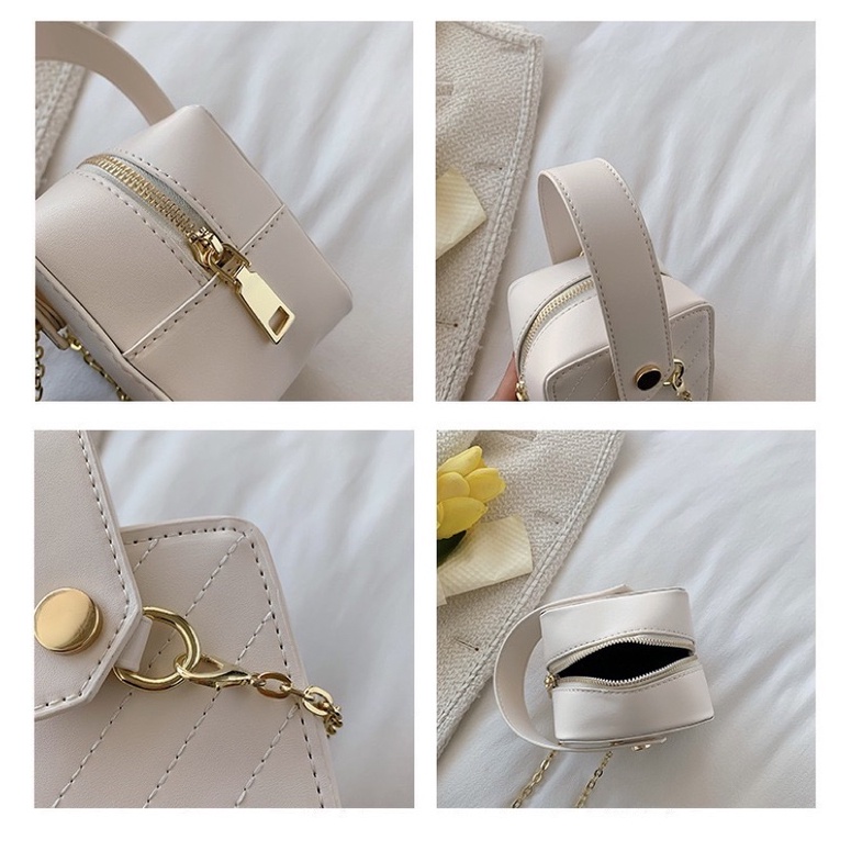 Túi Đeo Chéo Mini Vuông Kèm Quai Xách Da Pu