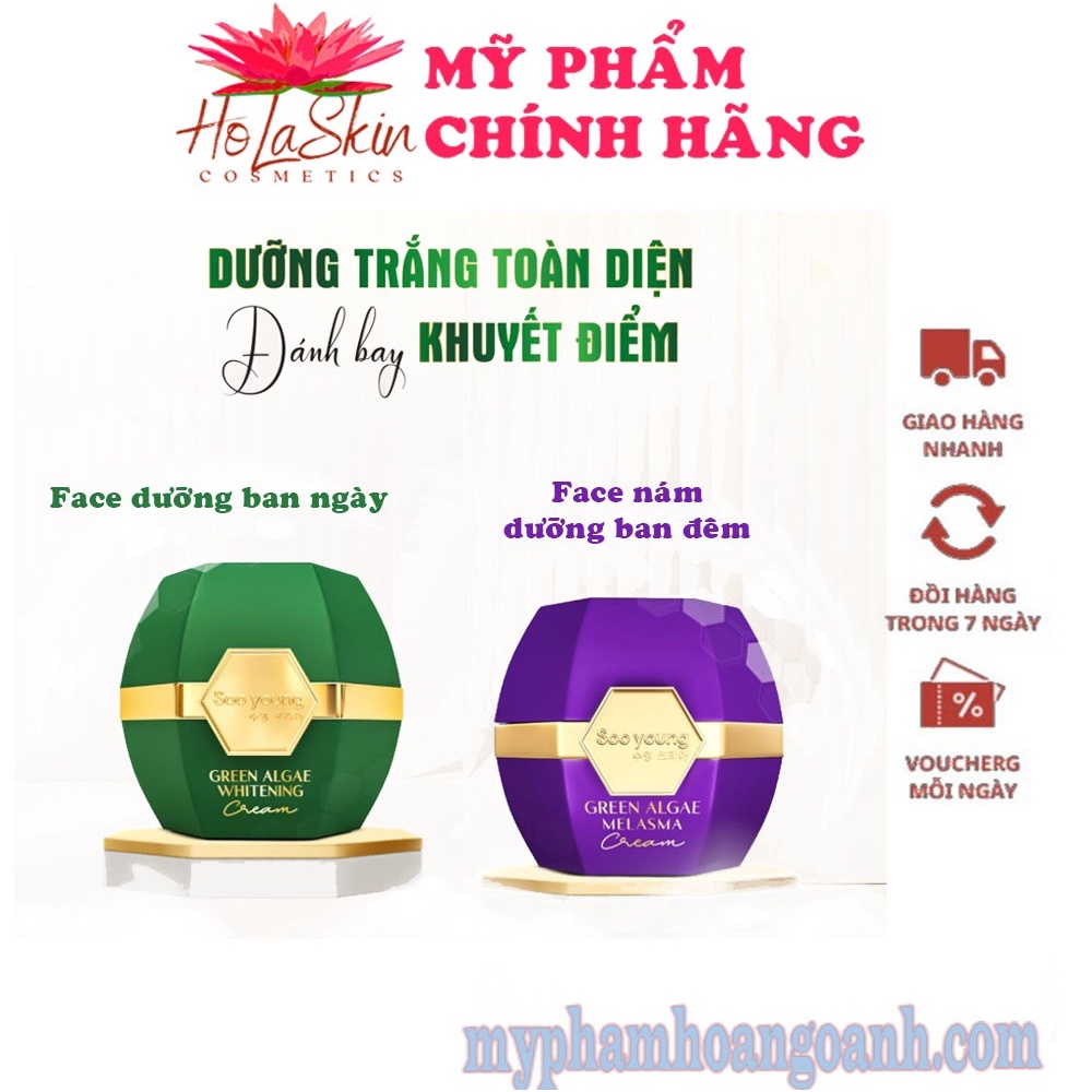 Bộ Kem Dưỡng Trắng Da ban ngày Soo Young, kem face nám ban đêm soo young