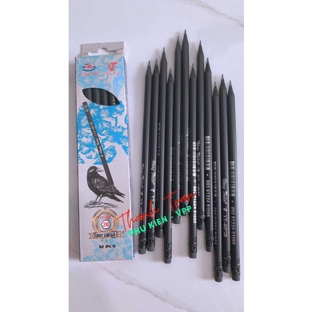 Hộp 12 cây viết chì gỗ VT-405 ngòi 2B thân đen