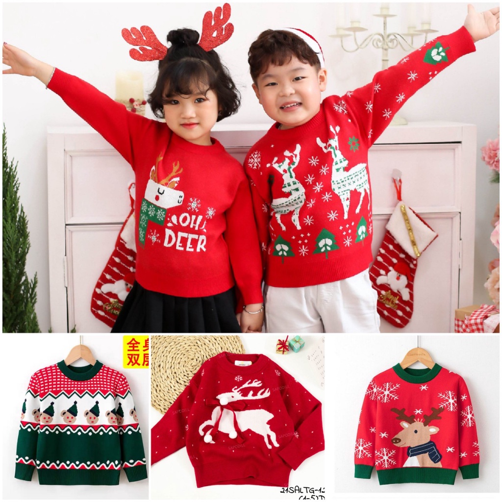 Áo len Noel cho bé trai bé gái - chất len xuất Hàn dày dặn mềm đẹp hàng cao cấp