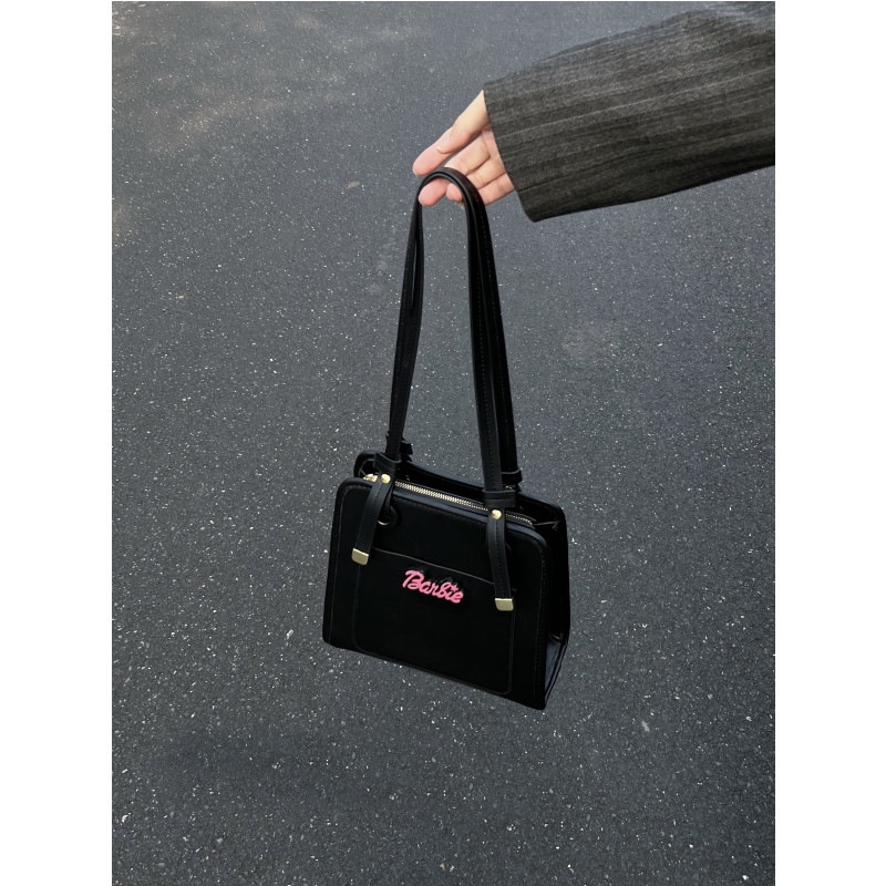 Túi Xách Đeo Vai Màu Đen Kích Cỡ Lớn Phong Cách Thời Trang Hàn Quốc