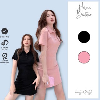 Váy Polo trơn nữ chất đẹp [FREESHIP], Form Chuẩn Váy, Đầm dáng suông polo chất cotton, Đầm Nữ Ôm Body màu ĐEN | HỒNG