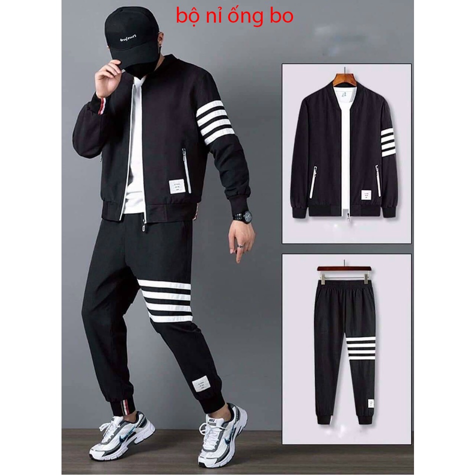 Bộ Nỉ Nam, Áo Khoác Kéo Khóa Thể Thao, Chất Nỉ Cực Ấm