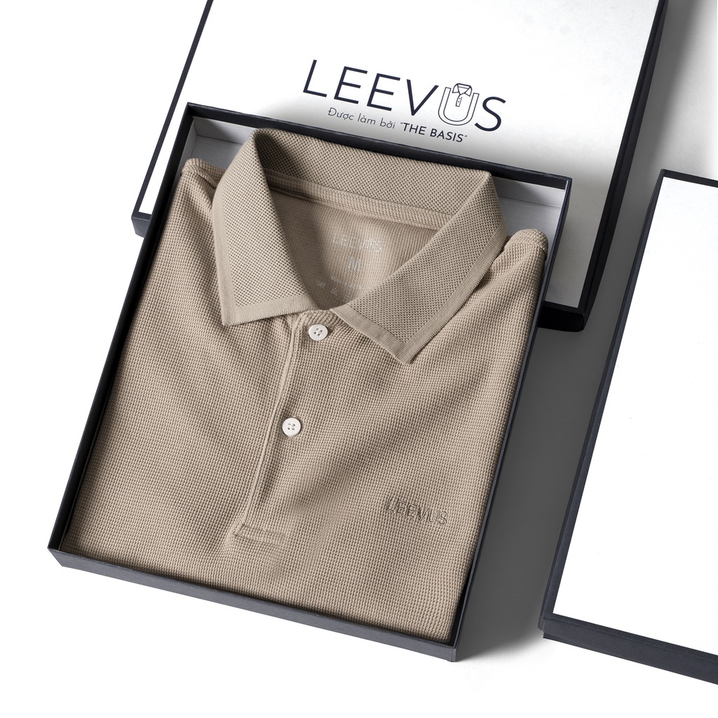 Áo polo nam tông màu premium, Vải waffle cao cấp, APL26 LEEVUS, BASIS, GUTTI