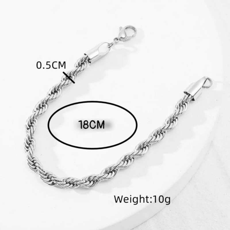 Vòng Đeo Tay Nam Xoắn Dây Thừng Thép Titan Không Gỉ To 5mm - Lắc Tay Cao Cấp Phong Cách hip hop Thời Trang