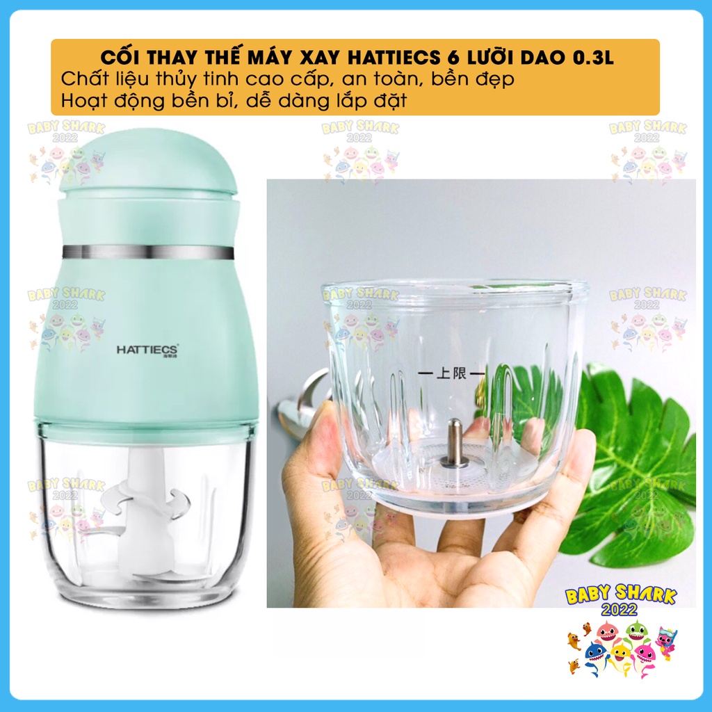 Cối thủy tinh thay thế Máy xay HATTIECS 0.3L 6 lưỡi dao