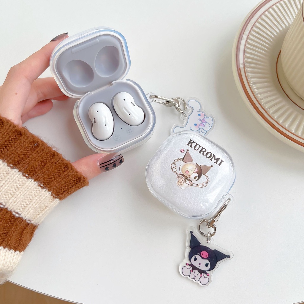 Vỏ Bảo Vệ Hộp Sạc Tai Nghe Samsung Galaxy Buds 2 / Buds Live / Buds Pro Trong Suốt Họa Tiết Hoạt Hình Kèm Móc Khóa