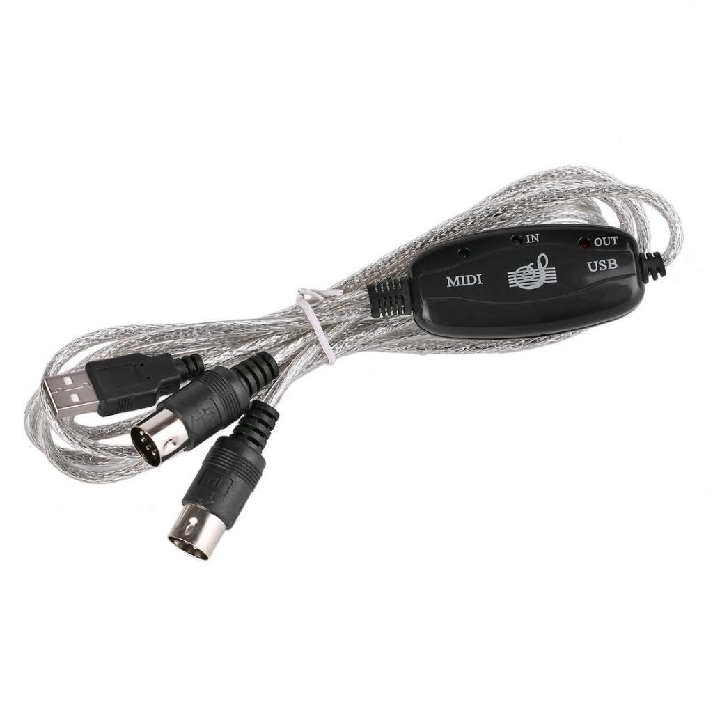 USB IN OUT MIDI Interface Cable Converter PC to Music Keyboard Adapter Cord1021