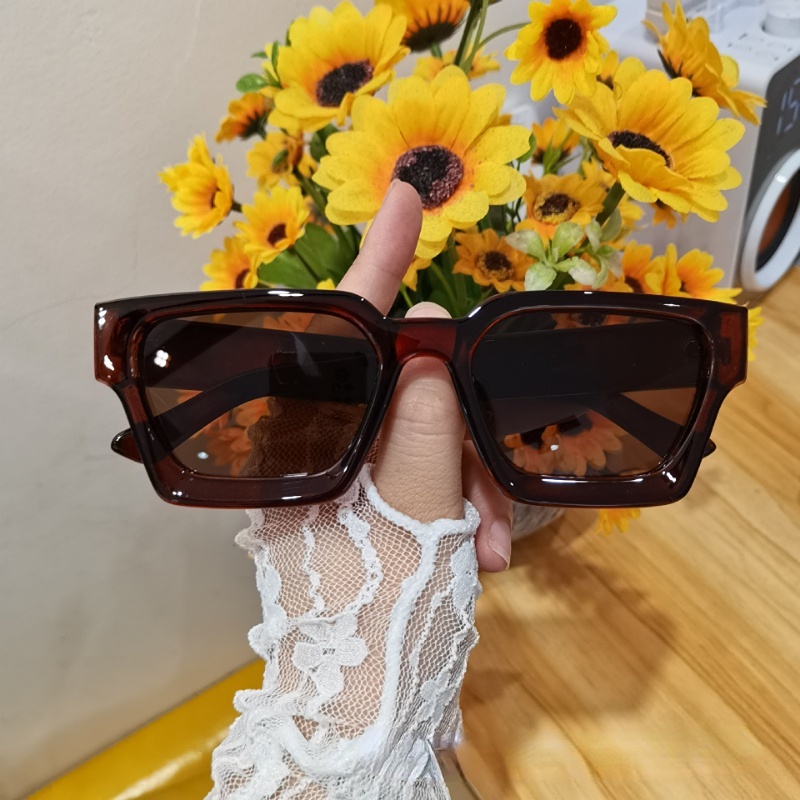 Kính Chống Nắng Gọng Vuông Màu Gradient Phong Cách Vintage Thời Trang