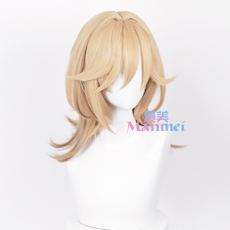 Manmei Genshin Impact Kaveh Cosplay Wig Braided Linen Gold Hair Anime Heat Resistant Synthetic Wigs
