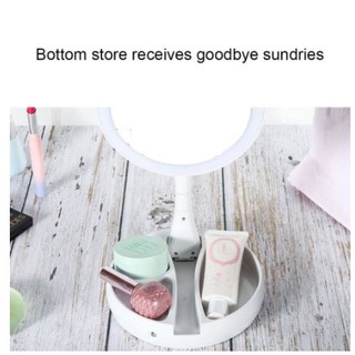 Makeup Mirror With Light USB Dual Side Desktop 10X Magnifying Foldable Mirror 1110