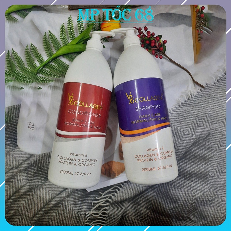 Combo Gội Xả Phụ Hồi Tóc Hư Tổn V76 Collagen 2000ML Nhập Khẩu Italy