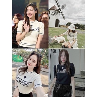 Áo len dior sao cộc tay