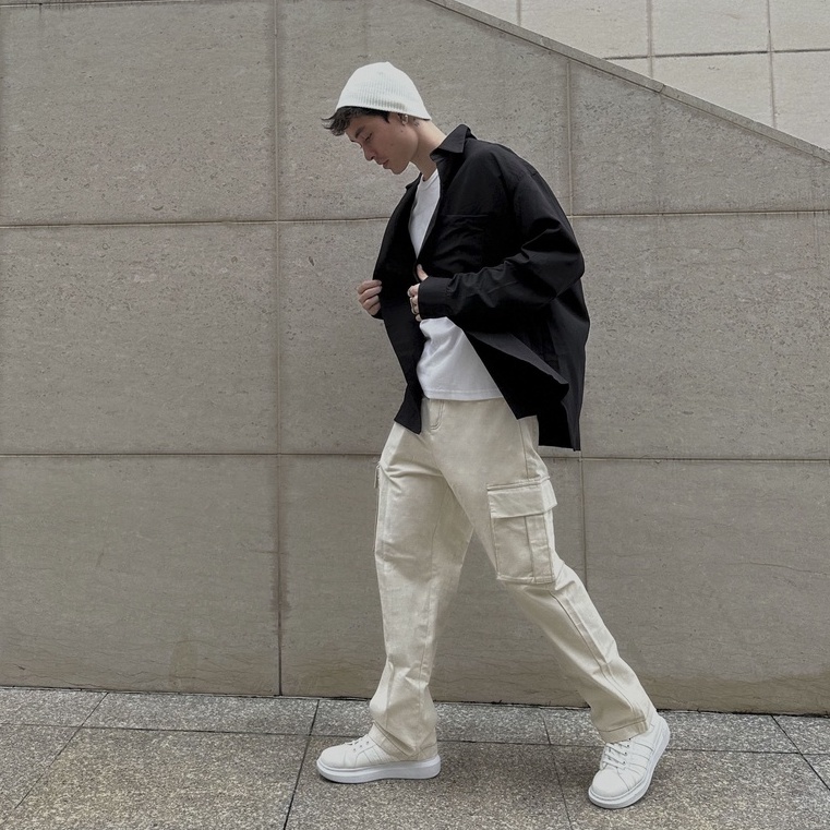 Quần Khaki Túi Hộp Màu Beige - Khaki Cargo Pants