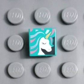 Đồ Chơi Lắp Ráp Tile 1 x 1 with Groove with White Unicorn Head, Gold Horn