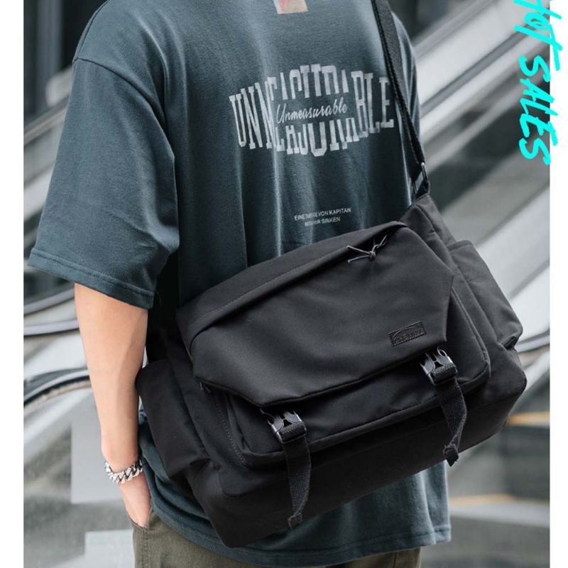 Túi đeo chéo vải bố dành cho nam và nữ ngăn trong rộng rãi