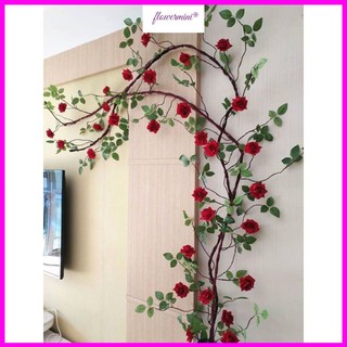 Hoa lụa, dây hoa hồng kim cương cao cấp dài 3m trang trí tường phòng khách, ban công