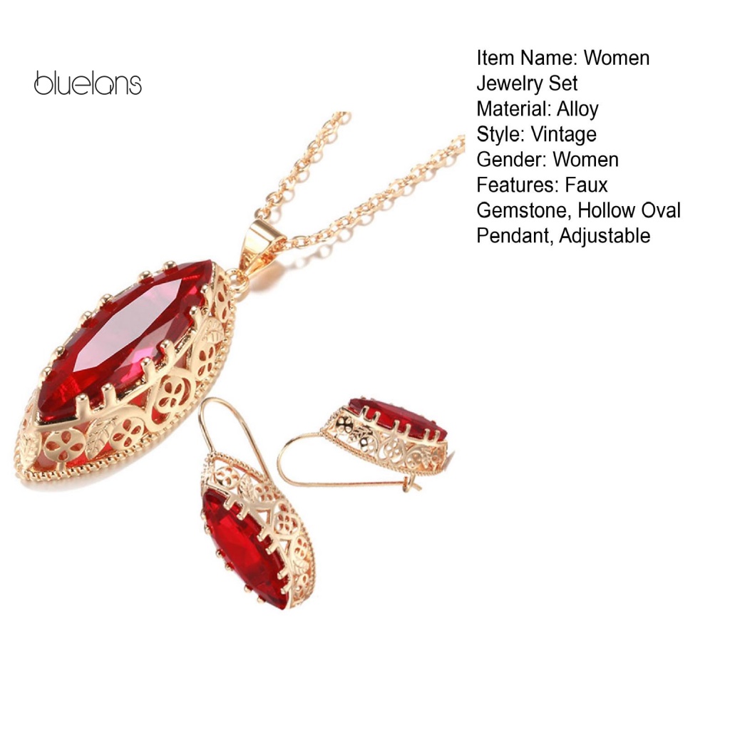 1 Bộ Vòng cổ + Bông Tai Đính Đá Nhân Tạo Hình Giọt Nước Mạ Điện Phong Cách Cổ Điển Thời Trang Cho Nữ