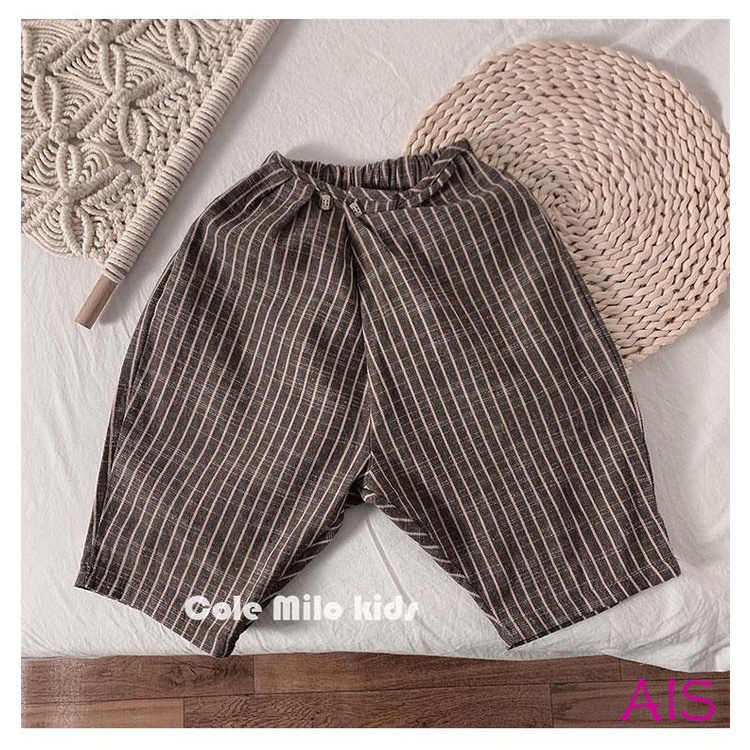 Quần baggy cotton lanh phong cách xuân thu thời trang Hàn Quốc 2021 cho bé trai và bé gái