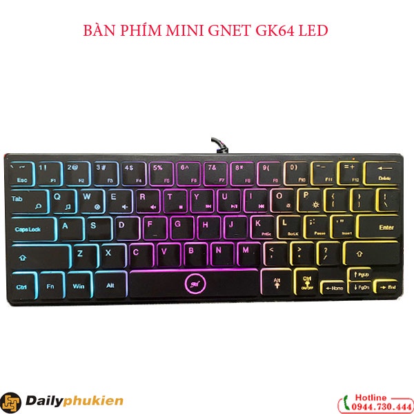Bàn Phím MiNi GNet Gk64 Có Led Bảo Hành 12 Thàng Chính Hãng