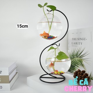 Bể cá mini đôi chữ S cỡ to mã 36 Tặng kèm combo phụ kiện trang trí )
