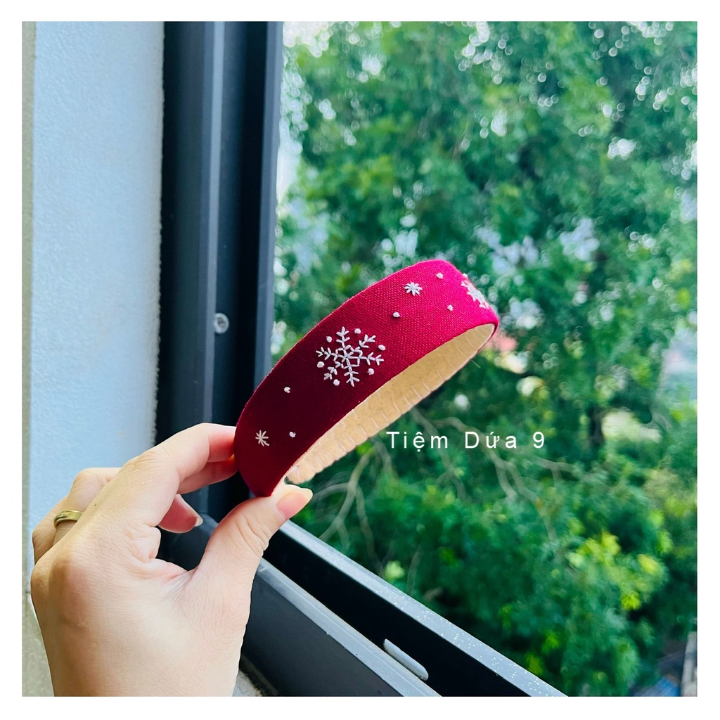 Bờm cài tóc thêu tay noel - Quà tặng Noel cao cấp
