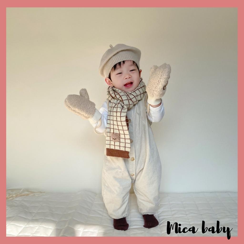 Găng tay len đính gấu dễ thương giữ ấm mùa đông cho bé từ 1-5 tuổi BT01 Mica baby