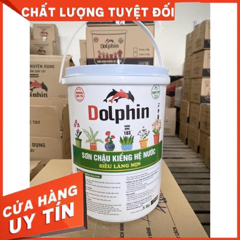 Sơn Chậu Kiểng Dolphin Hệ Nước Loại 5kg ( Nhanh Khô, Bền Màu, Láng Mịn )