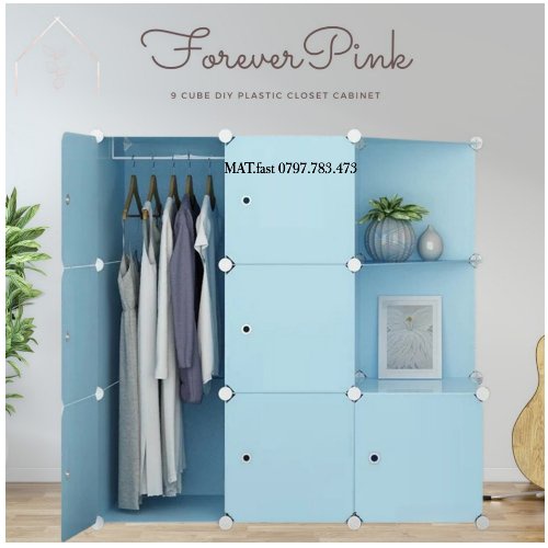 🌸Size LỚN🌸TỦ NHỰA 9 Ô LẮP GHÉP ĐA NĂNG THÔNG MINH 47cm - Tặng kèm búa gỗ.