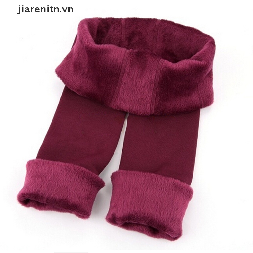 Jiarenitn Quần Legging Dày Giữ Ấm Mùa Đông Lót Lông Cừu Co Giãn 6 Màu Thời Trang vn