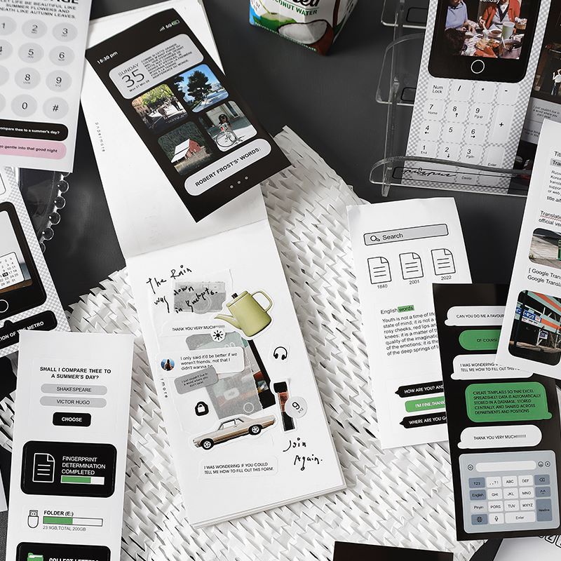 Cuốn sticker PhoneLook cắt sẵn, trang trí bullet journal, 20 tờ không trùng mẫu