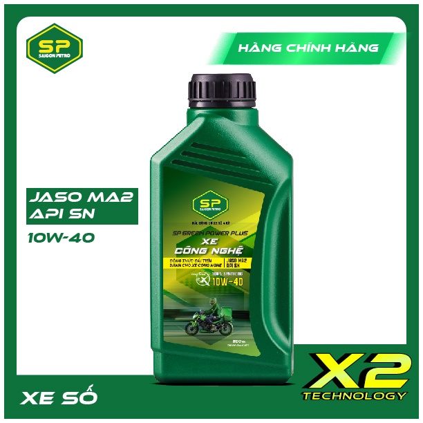 Dầu nhớt Xe công nghệ SP Green Power Plus dành cho xe số - Dung tích 0.8L/1L - Dầu tổng hợp 100%