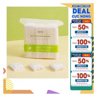 Bông tẩy trang Miniso Nhật Bản 180 miếng thấm hút siêu nhanh