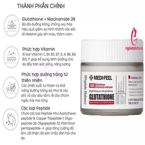 Kem dưỡng trắng Medi-peel Bio-Intense Glutathione White Cream 50g chống oxy hóa, giảm nám sạm, tàn nhang Harin Cosmetics