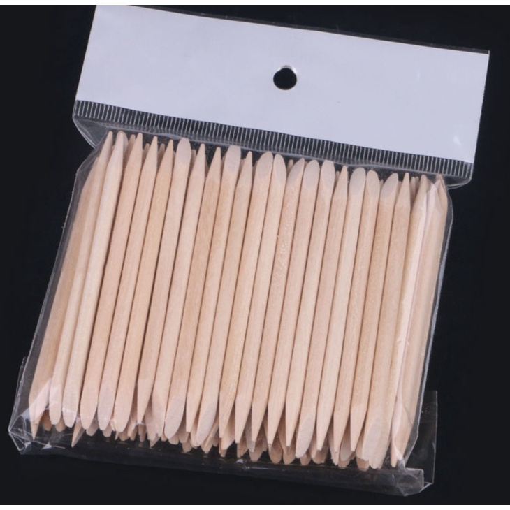Que gỗ làm nail, que đẩy da mini,sét 100 cây dùng Trong NailBox-7.5cm