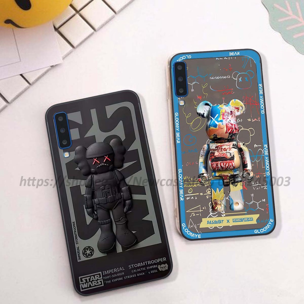 Ốp Samsung A7 2018 / A9 2018 in hình 3D Bear Brick,Bear Love,K@ws,Coffee,...