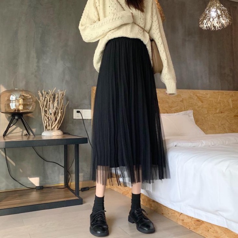 Chân váy voan lưới dài công chúa 3 lớp cạp chun siêu co giãn, Chân váy dài công chúa