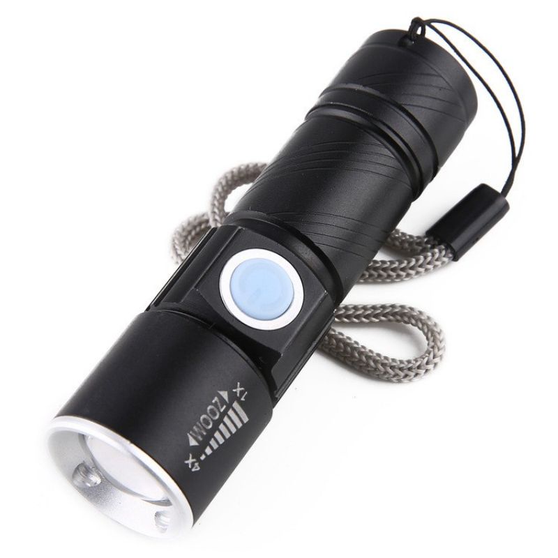 Đèn Mini zoom Siêu Sáng Pin Sạc Cổng USB Chíp Led Cree.