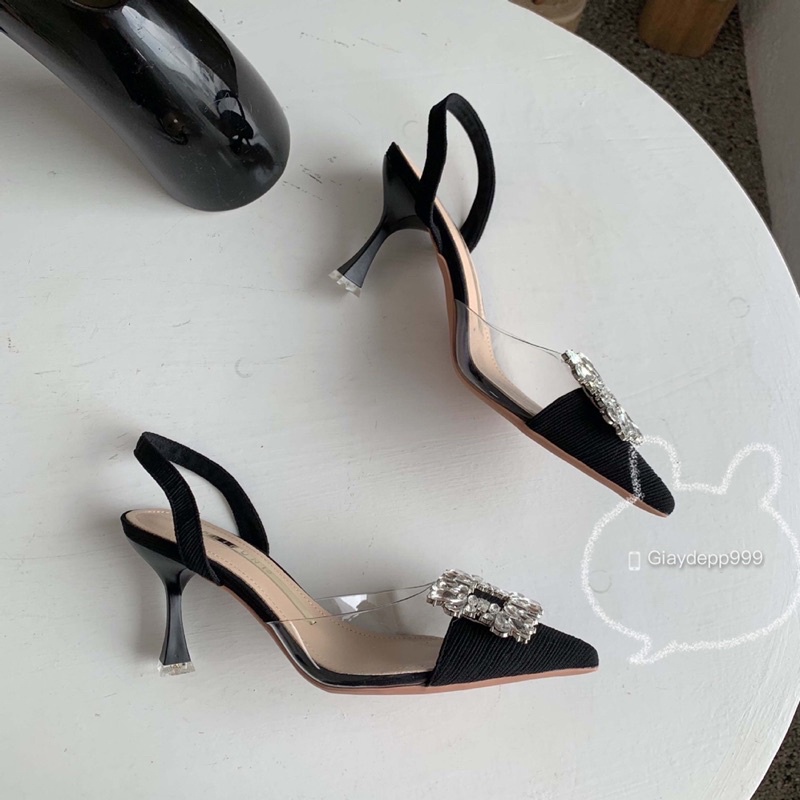 Giày Sandal Mũi Nhọn Đính charm Đá Hàng Loại 1 Quảng châu 7p