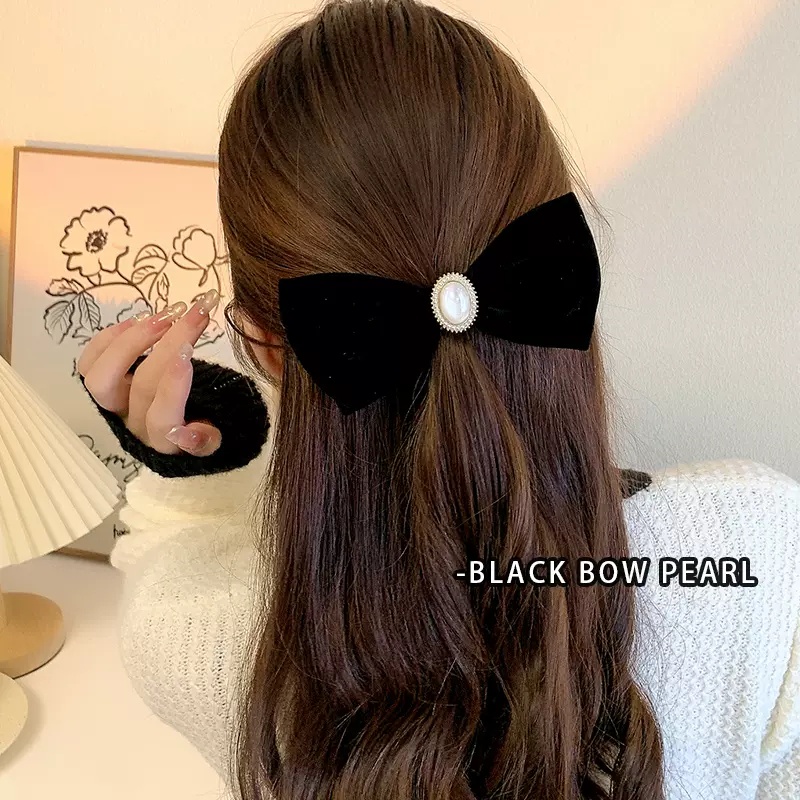 Kẹp tóc phối nơ bản to vải satin cao cấp kẹp tóc nơ hàn quốc