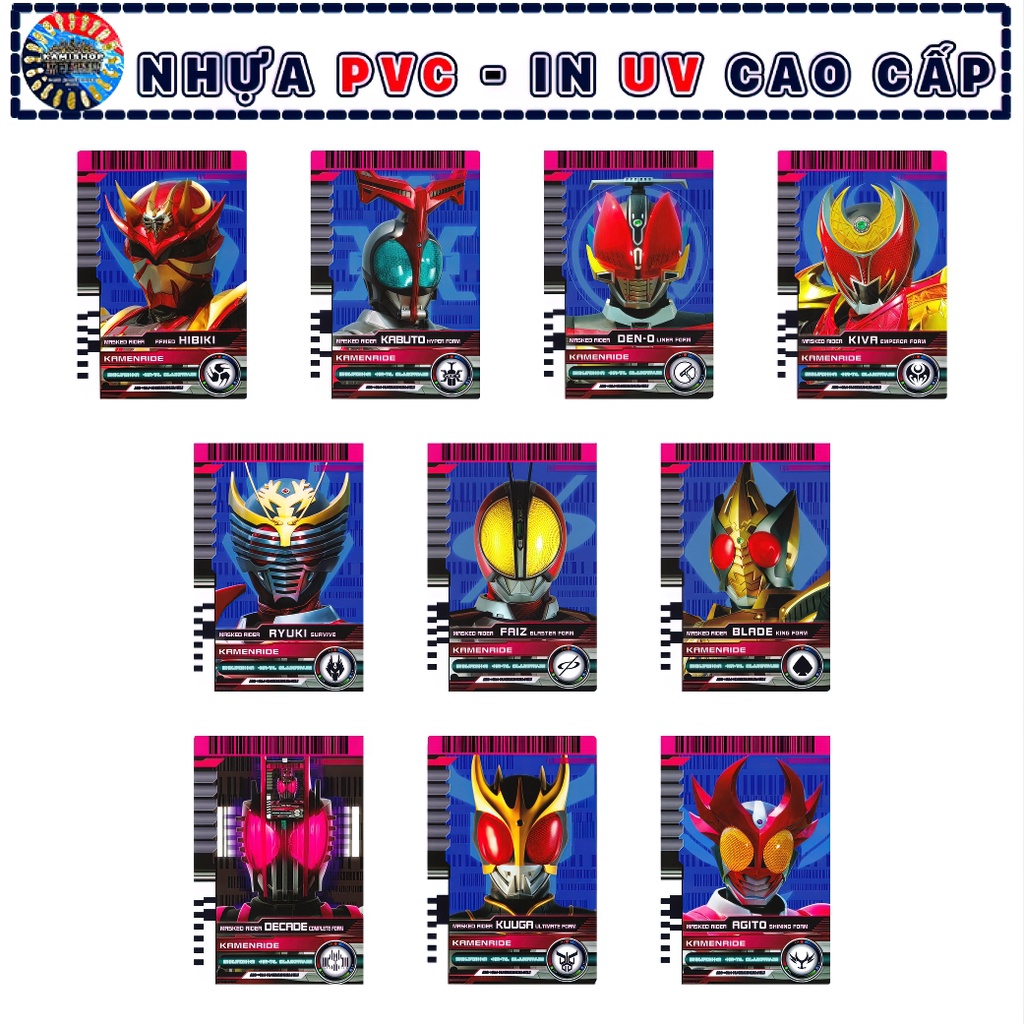 10 Card Liner Form Kuuga - Decade - Thẻ Bài Kamen Rider Chất Liệu nhựa PVC cao cấp