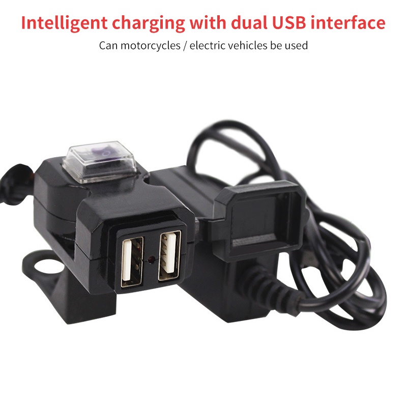 Tẩu sạc xe máyHai Cổng usb 5v 1a / 2.1a 12v Chống Thấm Nước Cho Xe Mô Tô