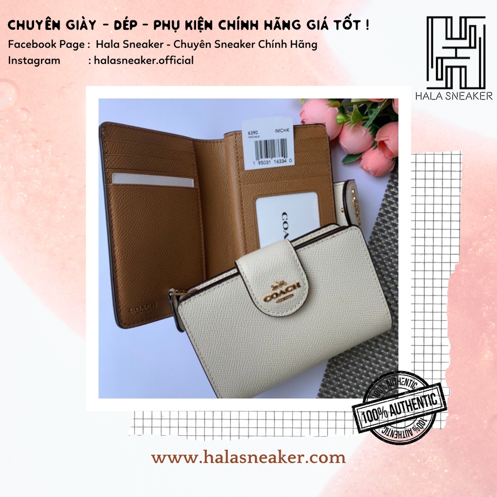 Ví Chính Hãng Coach Crossgrain White Corner Zip I 6390 - Authentic Wallet - Hala Sneaker