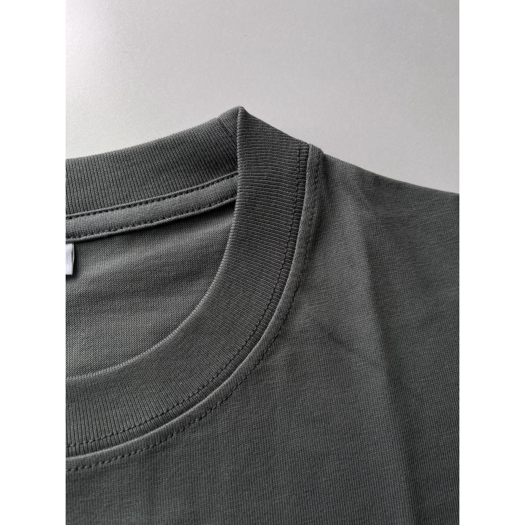 Áo thun form rộng màu xám vải 100% cotton định lượng vải dày 240g