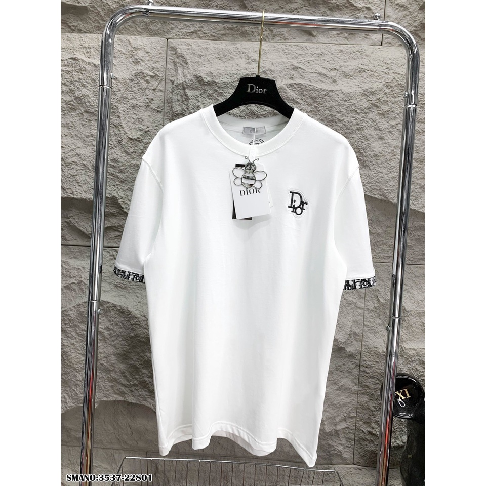 Áo Thun Di ô Nam Nữ Thêu Chữ Siêu Nét - Áo Phông Nam Di ô Thêu Họa Tiết Cổ Tay Cực Chất