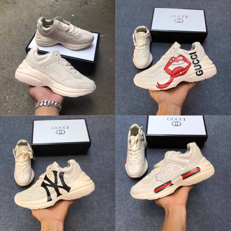 Giày Thể Thao Nam Nữ Gucci Chunky Rhyton màu kem chất đẹp