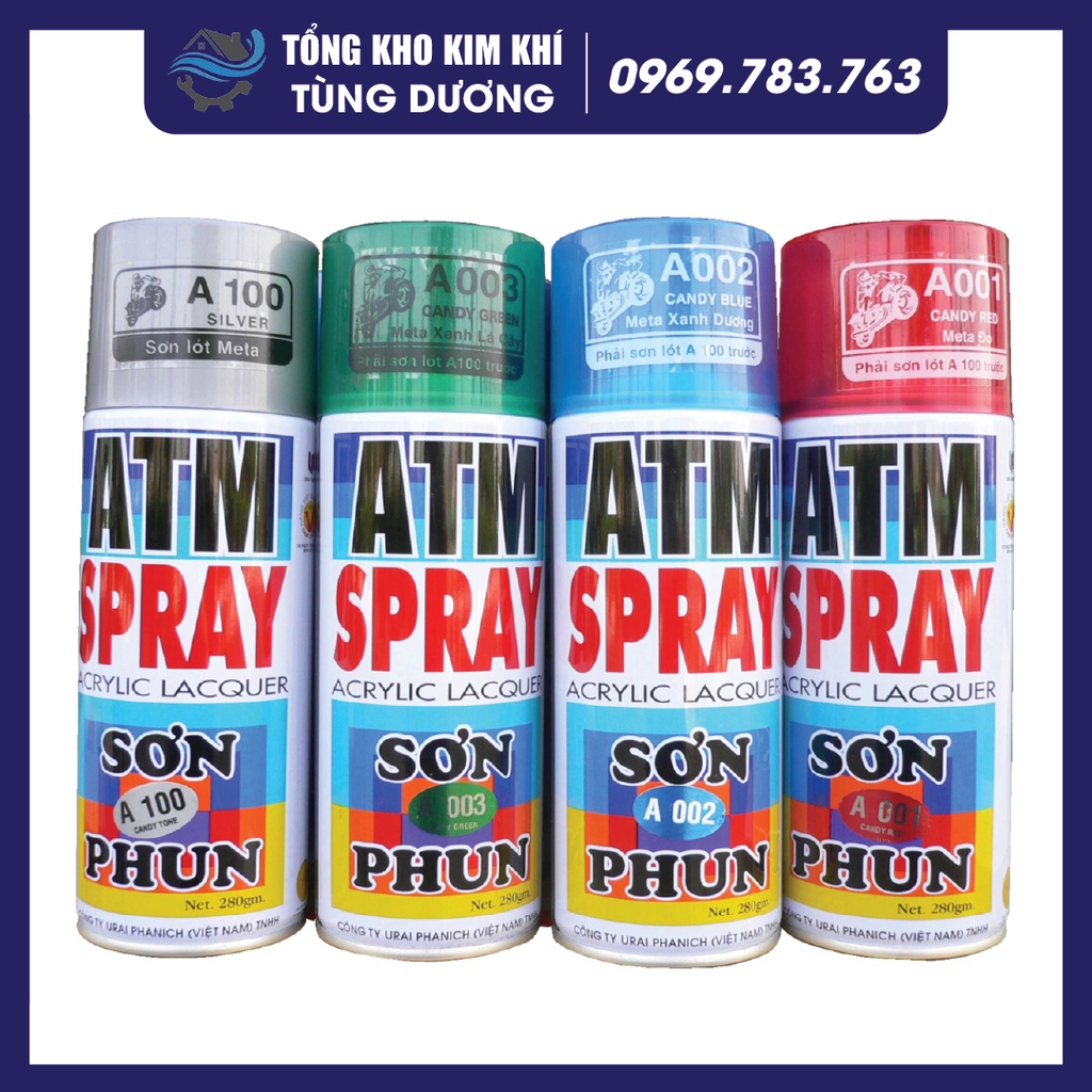 CÓ SHIP HỎA TỐC Sơn xịt ATM, TV sơn phun ATM, TV sơn ATM, TV sơn cầm tay các màu