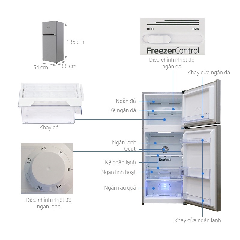 Tủ lạnh Beko Inverter trưng bày 200 lít RDNT200I50VS mới 99%