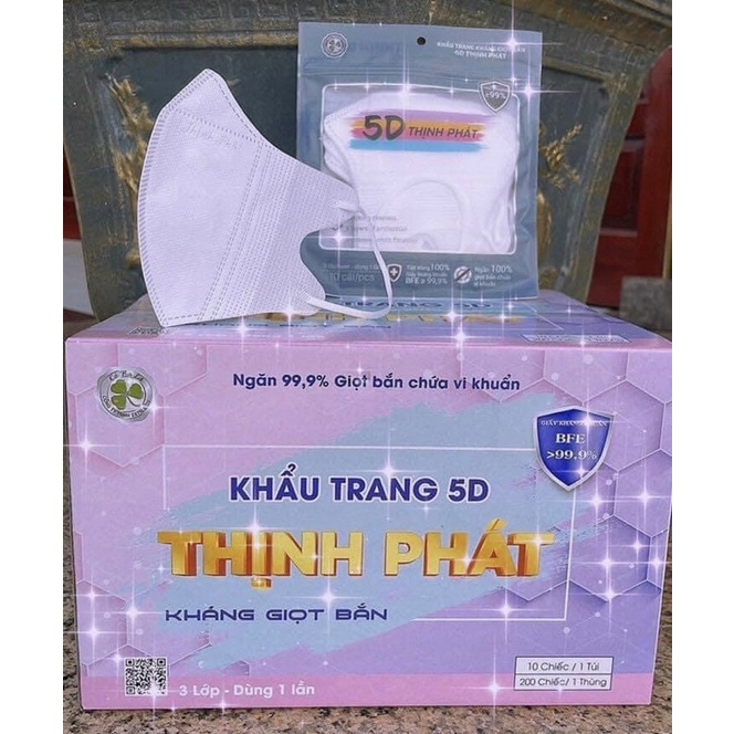 Free Ship - Thùng 100 chiếc khẩu trang 5d Thịnh Phát 3 lớp kháng khuẩn
