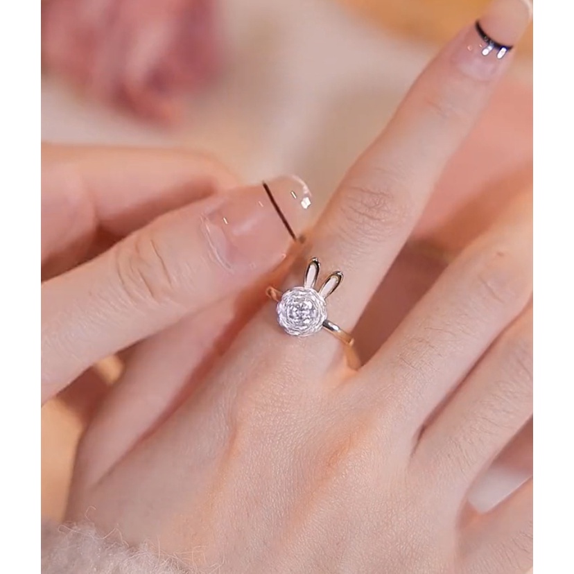 Nhẫn Hở Hình Thỏ Thông Minh Có Đèn Cảm Giác Dễ Thương Thời Trang Cho Bạn Gái